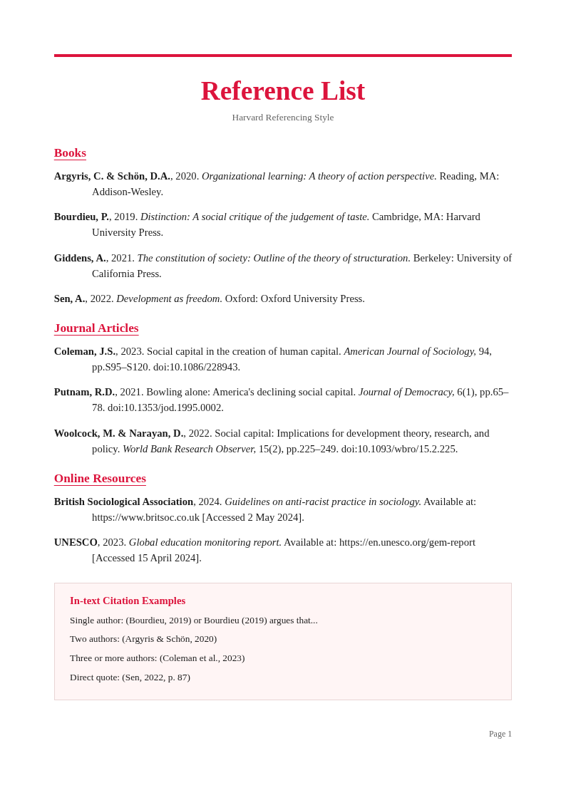 Harvard Academic Citation
